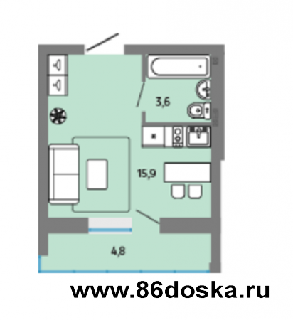 1к мыс ТЦ Сити молл 22м2