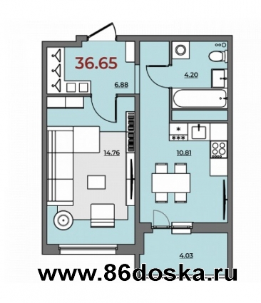 1к ул.  В.  Подшибякина 36, 65м2 новый дом