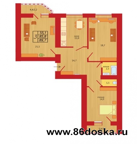 3к ул.  Энергостроителей 6/1 85м2 напротив садик и школа!