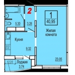 1к ул.  Федюнинского 41м2 собственность новый дом